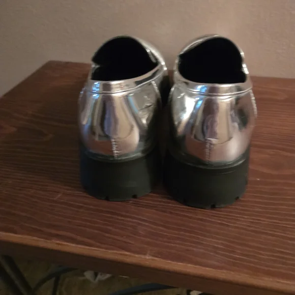 Nine West Shimmering Silver Loafers - Picture 2 of 7